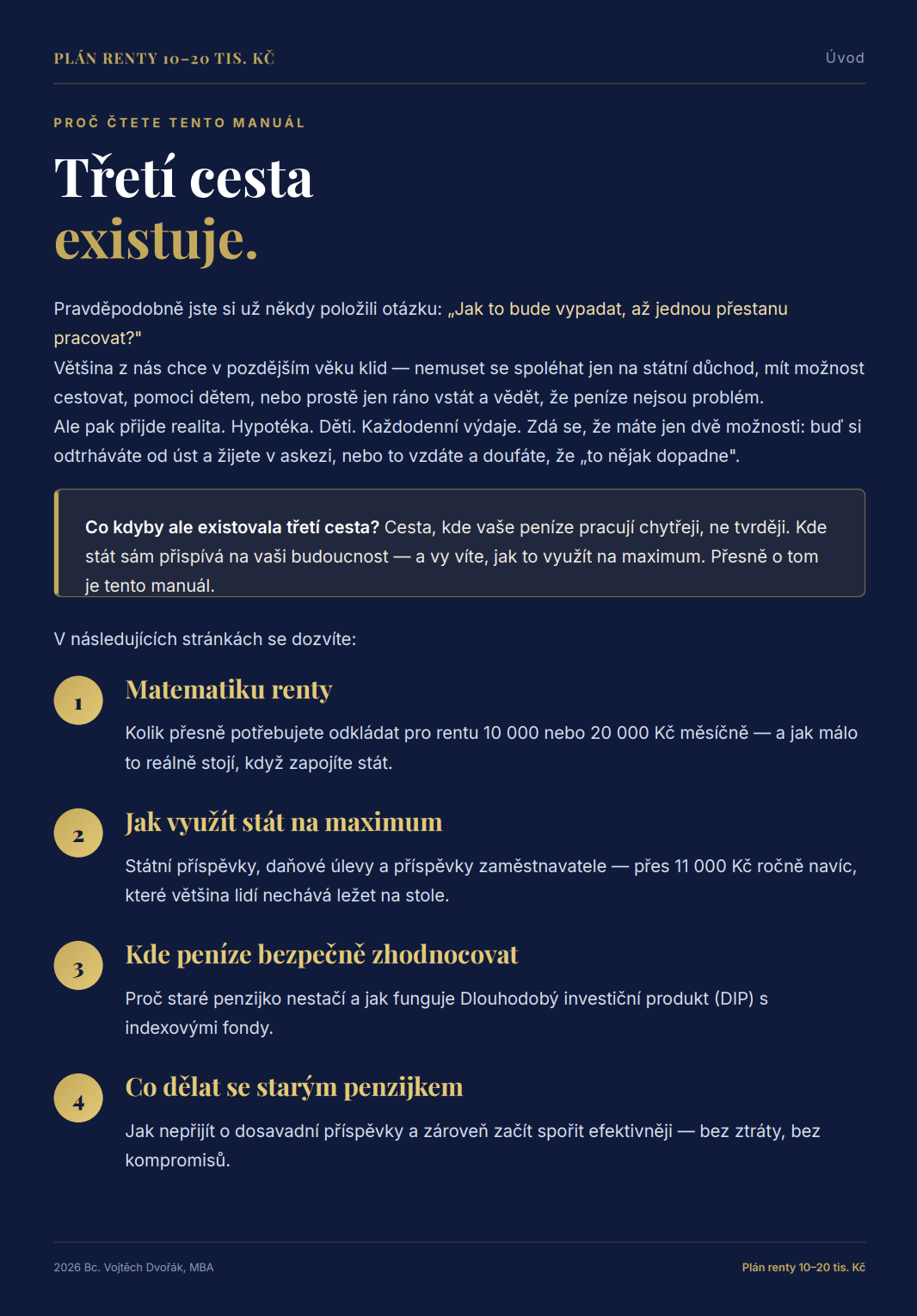 Náhled stránky PDF plánu renty